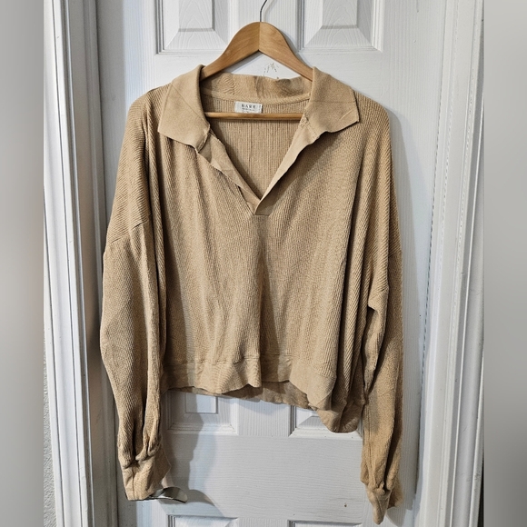 Waffle Polo Sweatshirt Bare by Charlie Holiday - Picture 1 of 6